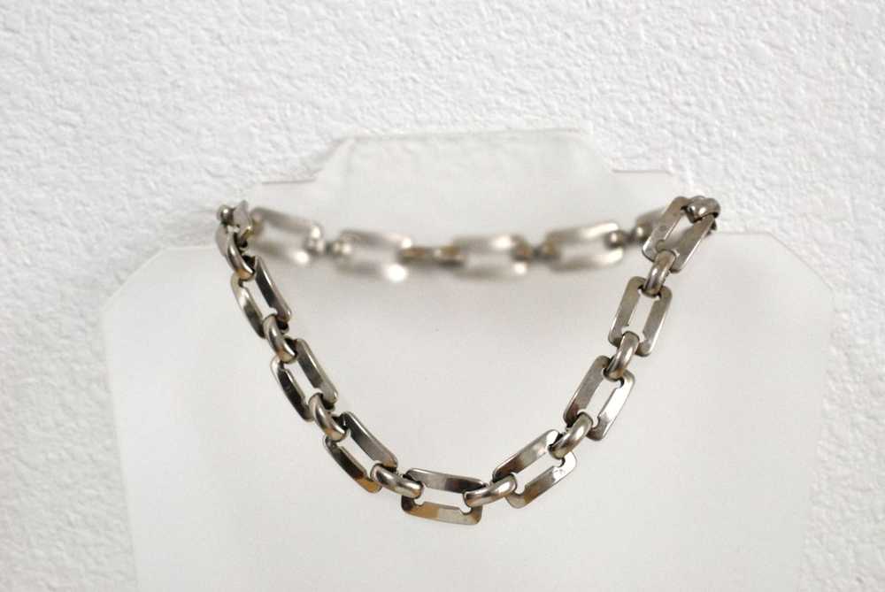 Vintage Chunky Steel Link Choker Necklace - image 3