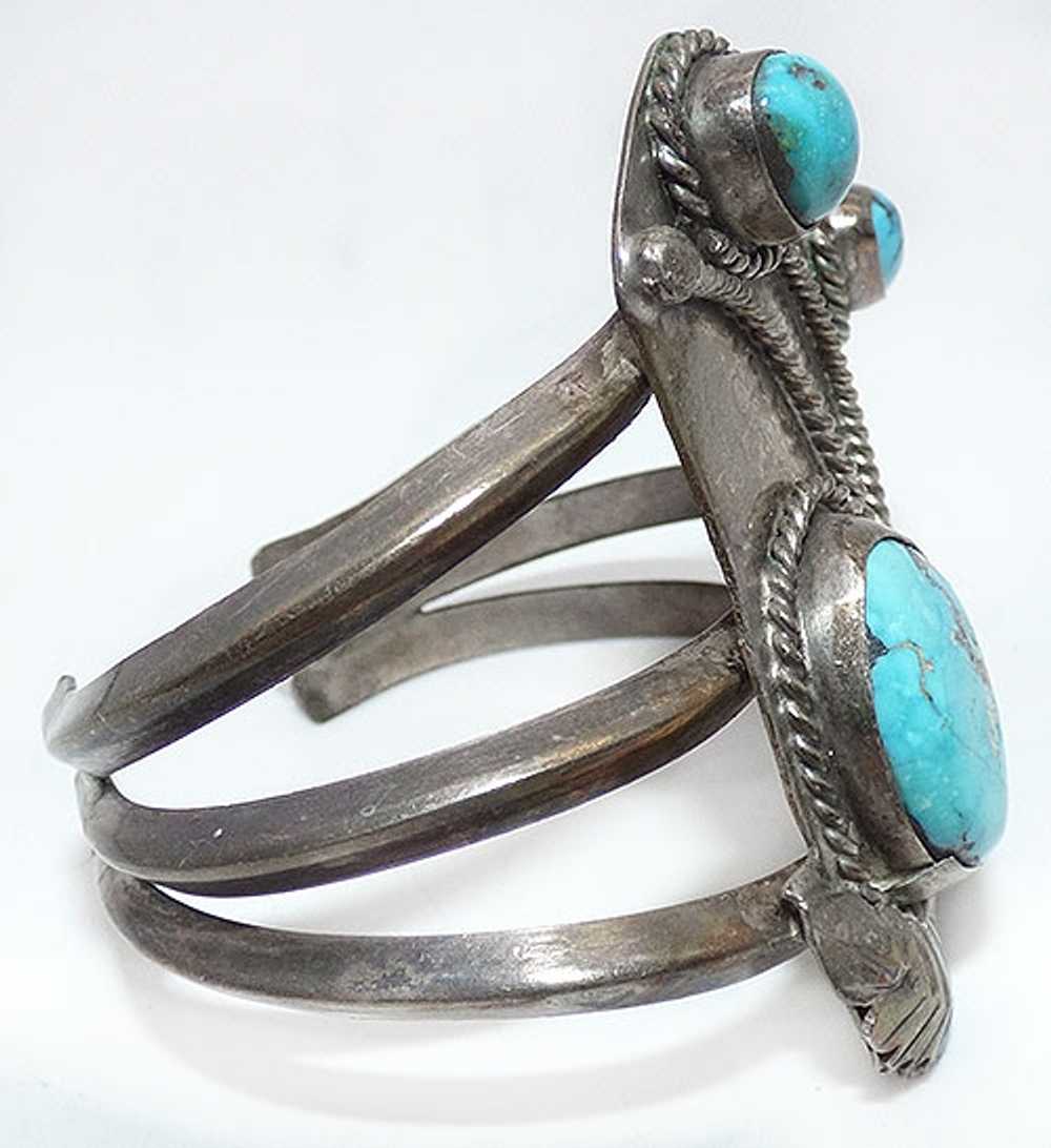 Navajo Old Pawn Sterling Turquoise Bracelet - image 3