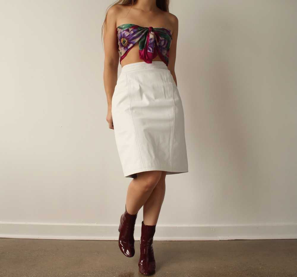 Vintage Pure White Leather Skirt - W29 - image 1