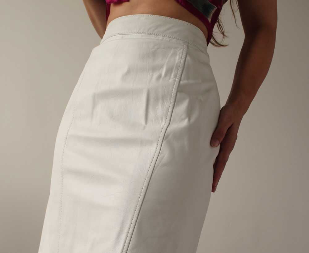 Vintage Pure White Leather Skirt - W29 - image 4