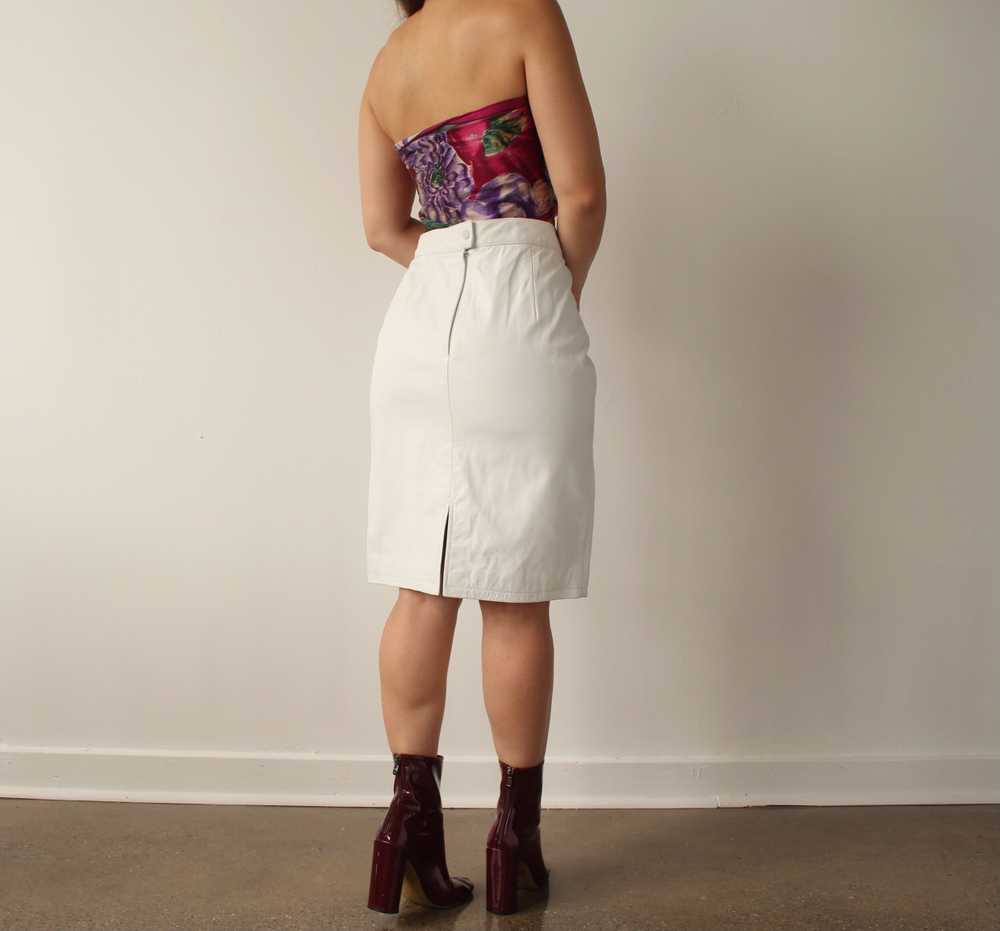 Vintage Pure White Leather Skirt - W29 - image 6