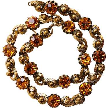 Fabulous AMBER RHINESTONE Vintage Necklace - Autu… - image 1