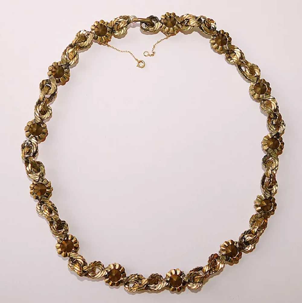 Fabulous AMBER RHINESTONE Vintage Necklace - Autu… - image 2