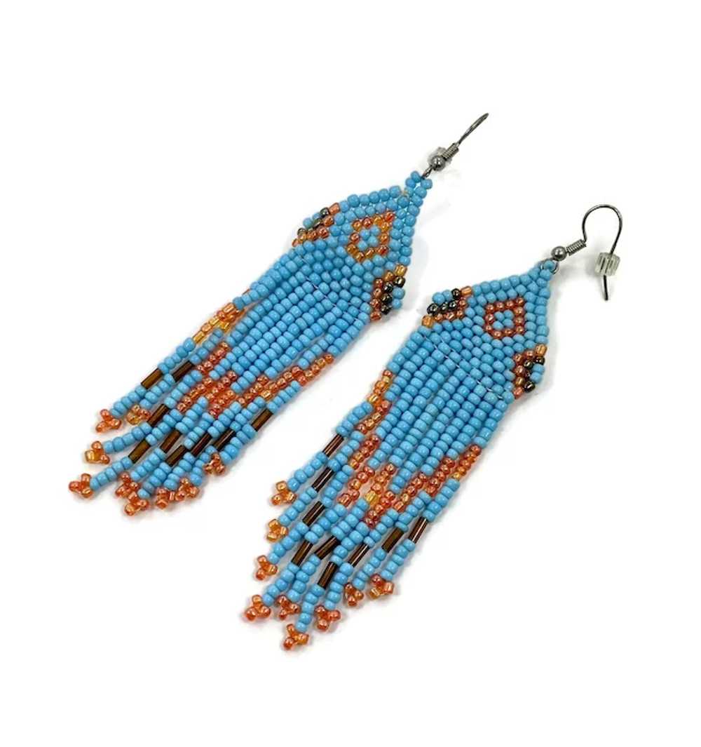 Turquoise Earrings, Beaded Dangles, Vintage Earri… - image 2