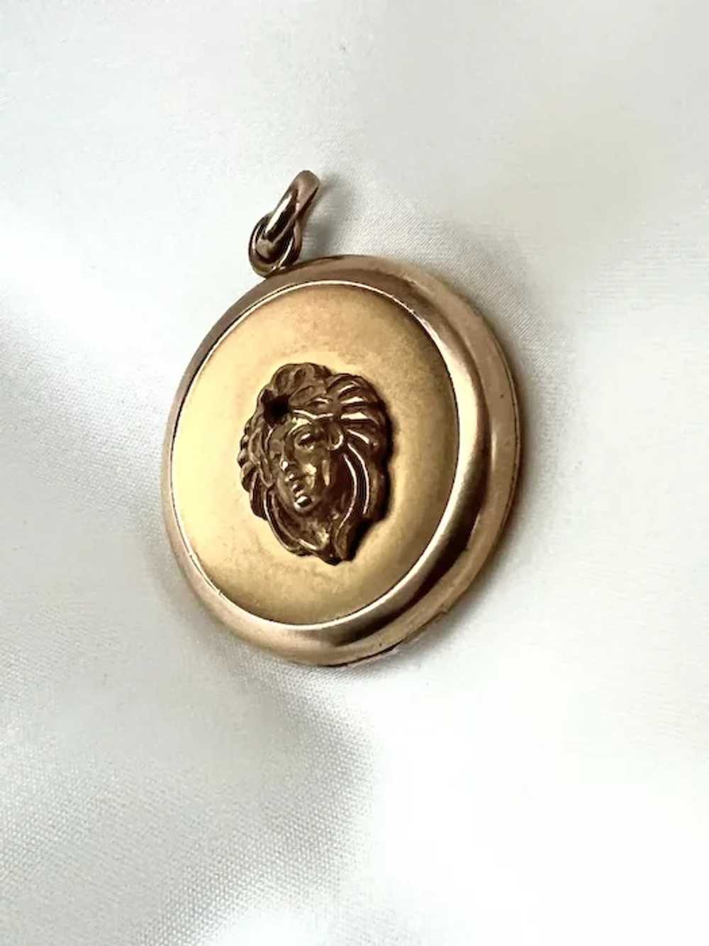 Art Nouveau Locket Gold Filled Repousse Design Ea… - image 2