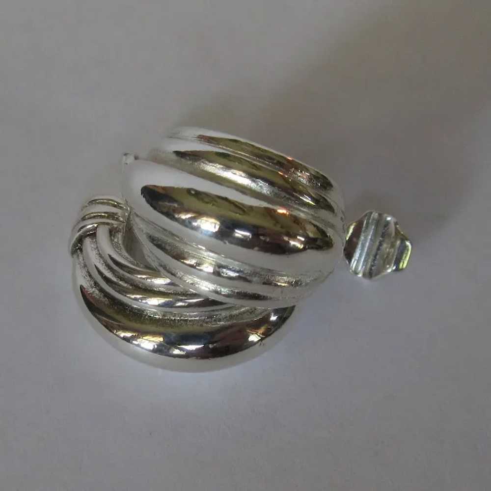 Monet Earrings, Vintage Half Hoops, Silver Toned … - image 3