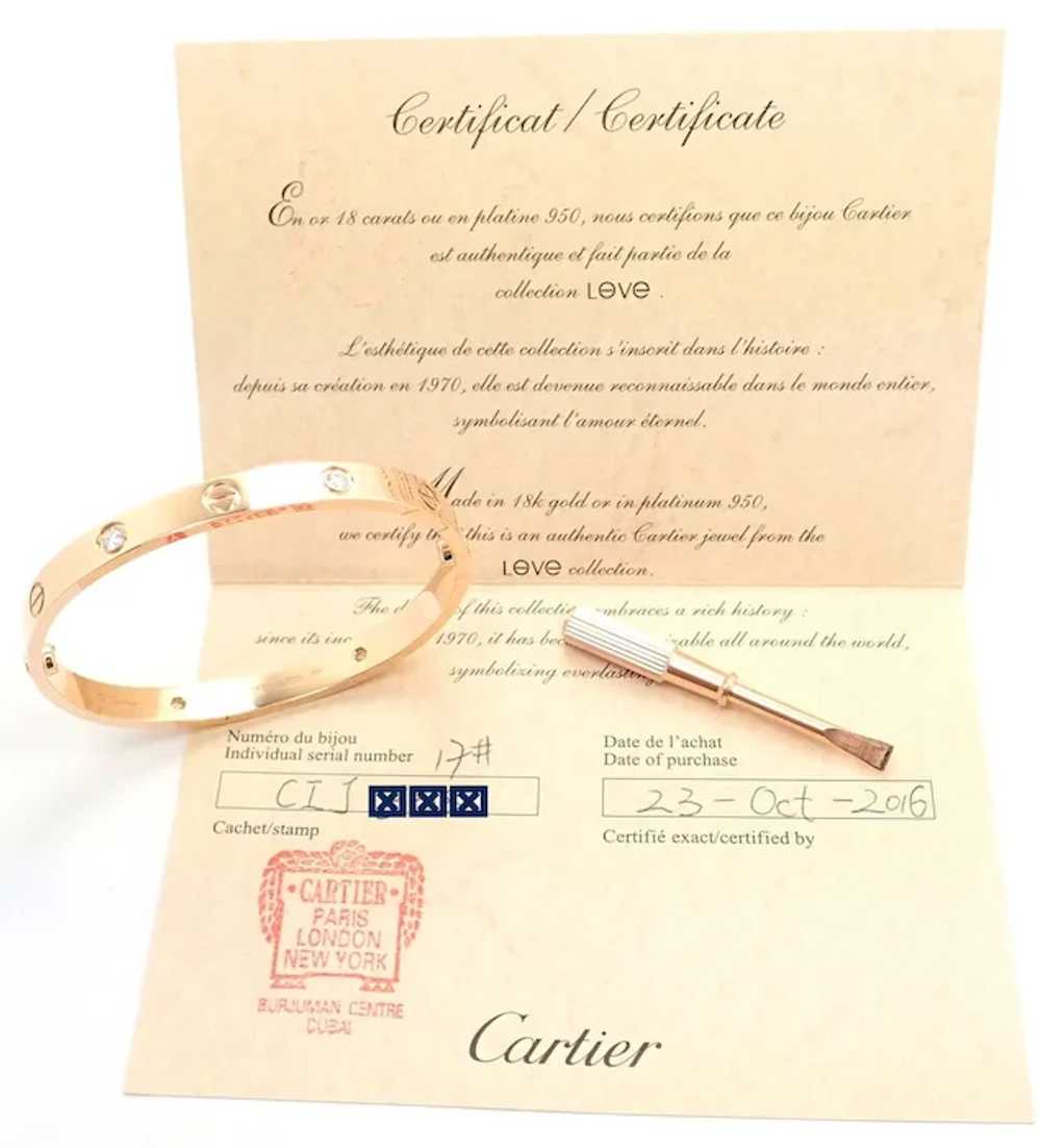 Authentic! Cartier 18k Rose Gold 4 Diamond Love B… - image 3