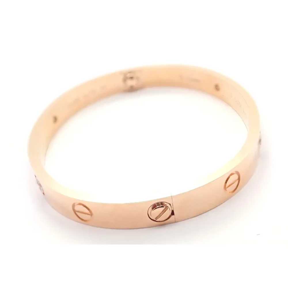 Authentic! Cartier 18k Rose Gold 4 Diamond Love B… - image 4