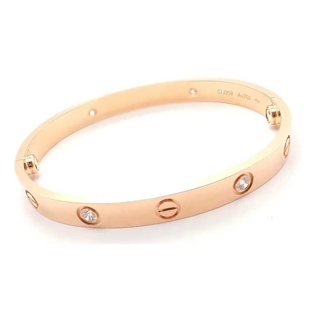 Authentic! Cartier 18k Rose Gold 4 Diamond Love B… - image 6