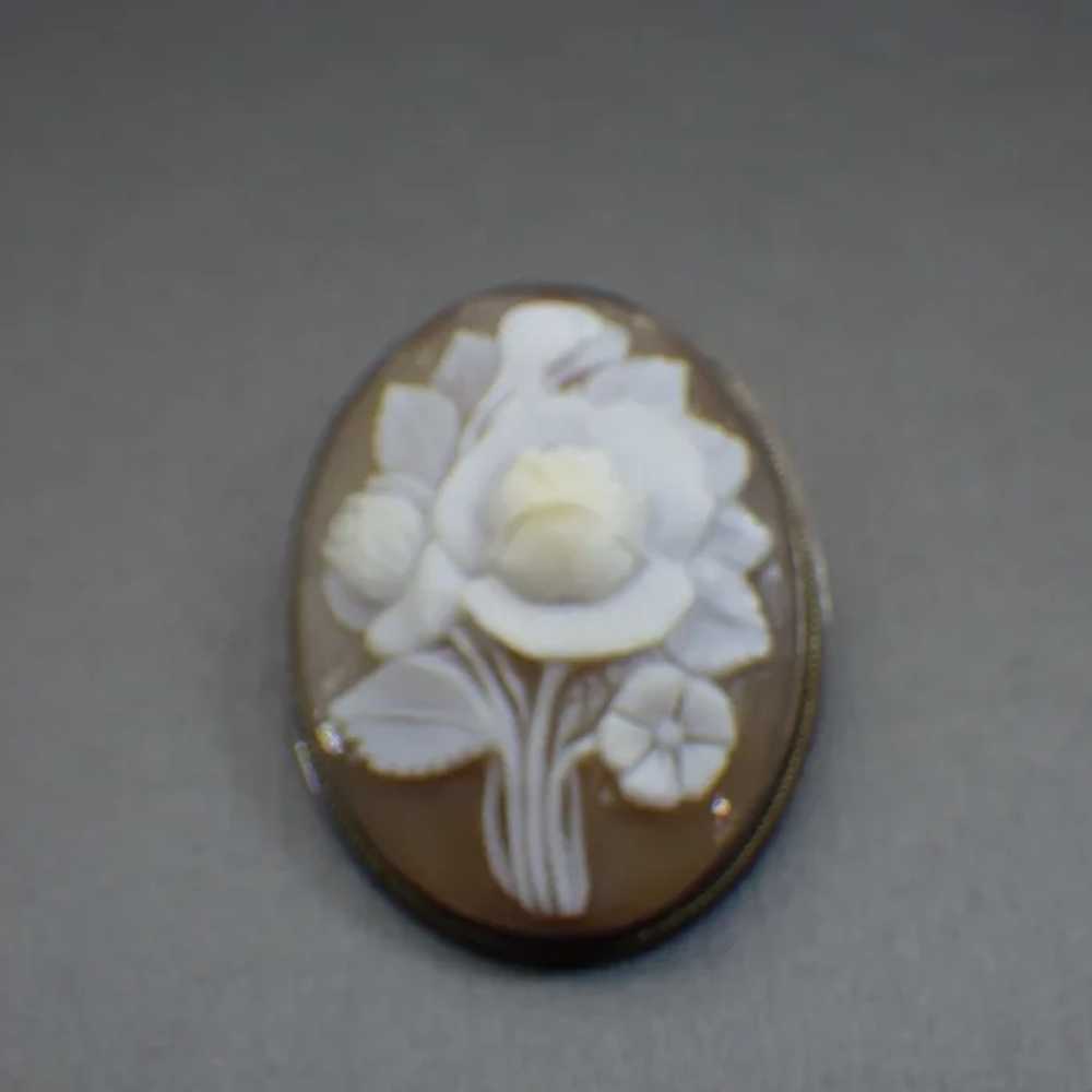 Vintage Italian Carved Shell Cameo, Elegant Flora… - image 4