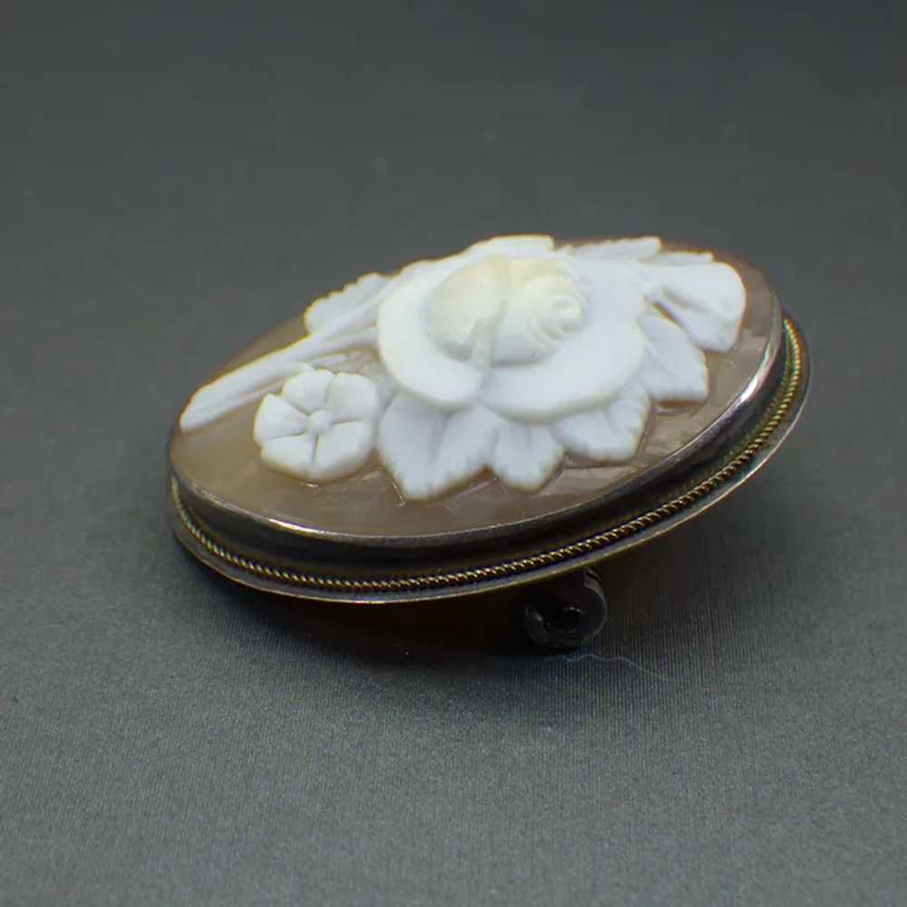 Vintage Italian Carved Shell Cameo, Elegant Flora… - image 5