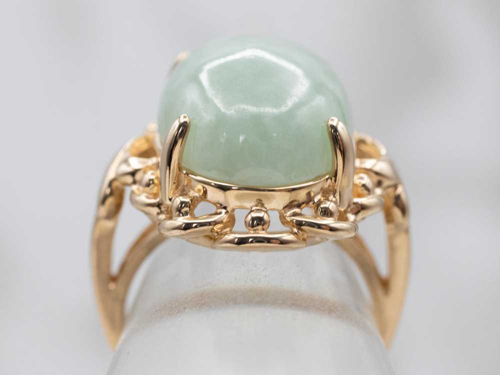 Gold Mid Century Jade Cocktail Ring - image 4