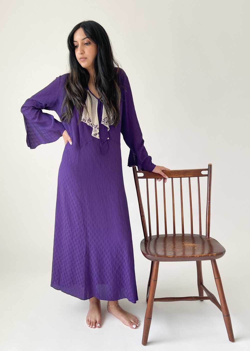 Vintage 1930s Purple Silk Dress - image 1