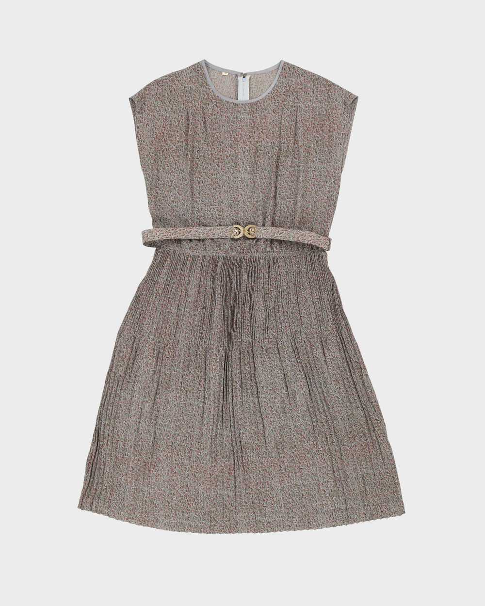 1970s Semi Sheer Grey Patterned Tea Dress - S - image 1