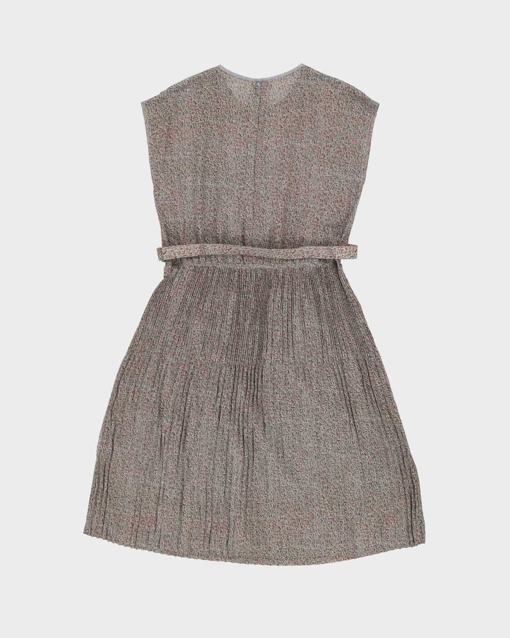 1970s Semi Sheer Grey Patterned Tea Dress - S - image 2