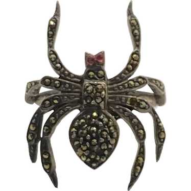 Jeweled Spooky SPIDER Ring Sterling Silver, Marcas