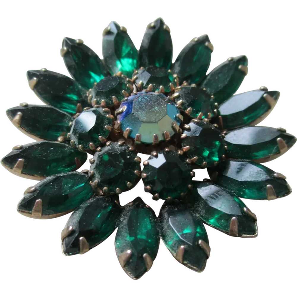 1960s Julianna Dark Green Brooch - Gem