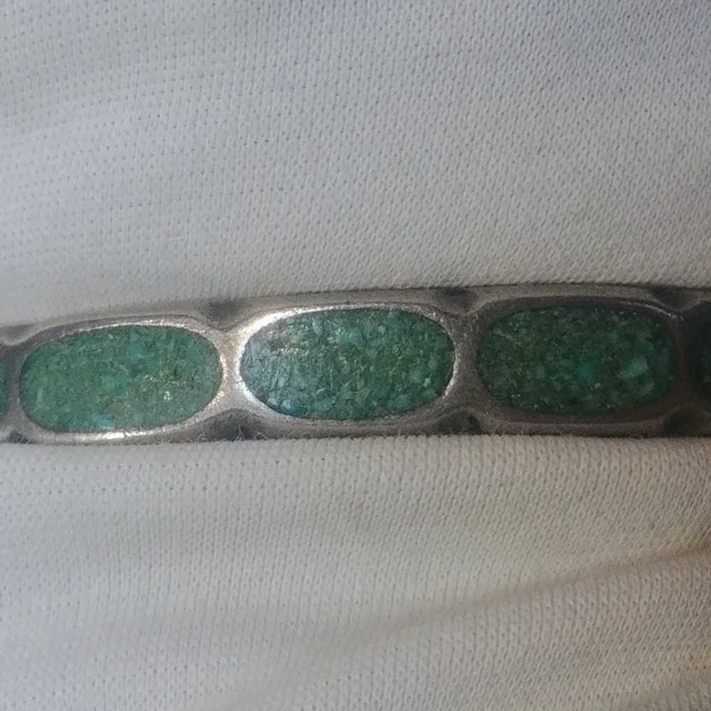 Sand cast sterling silver chip inlay cuff bracele… - image 8