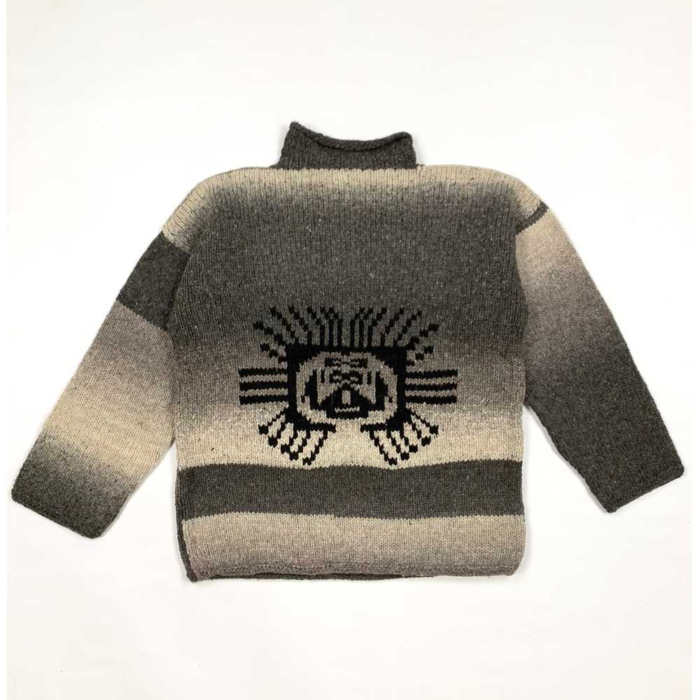 Vintage 90s Hand-Knit Sun God Gradient Sweater - image 3