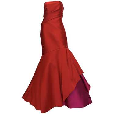 Monique Lhuillier Red Silk Gown - image 1