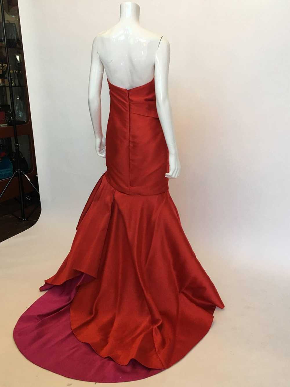 Monique Lhuillier Red Silk Gown - image 7