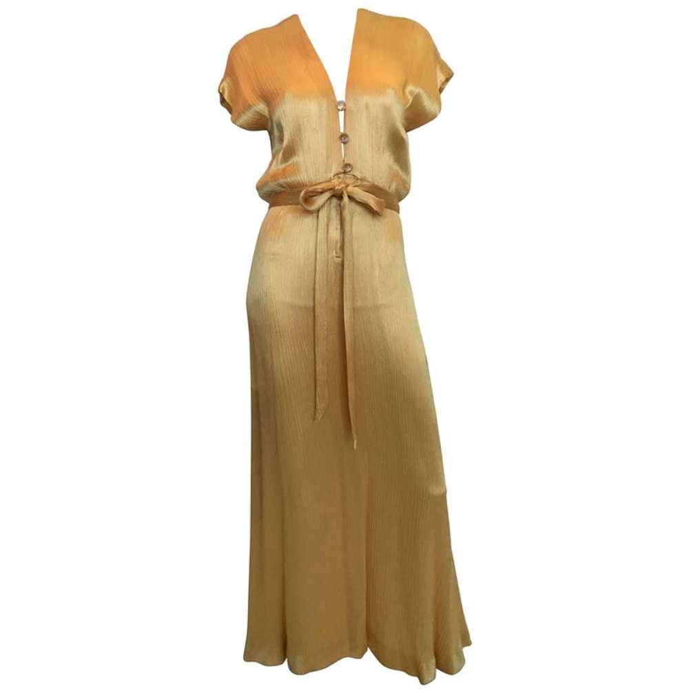 Hollys Harp 1970's Gold Silk Evening Gown - image 1