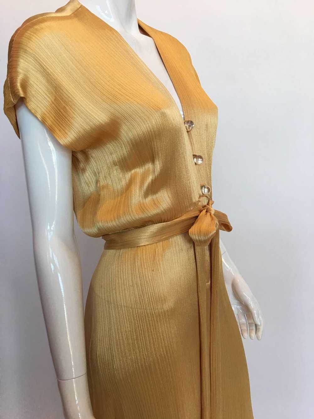 Hollys Harp 1970's Gold Silk Evening Gown - image 2