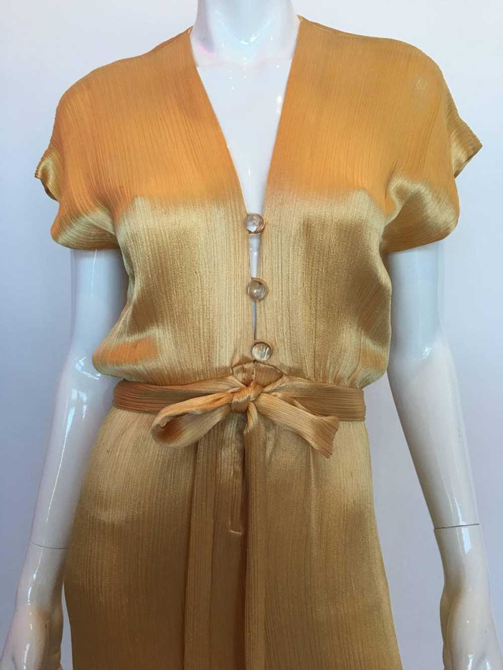 Hollys Harp 1970's Gold Silk Evening Gown - image 5