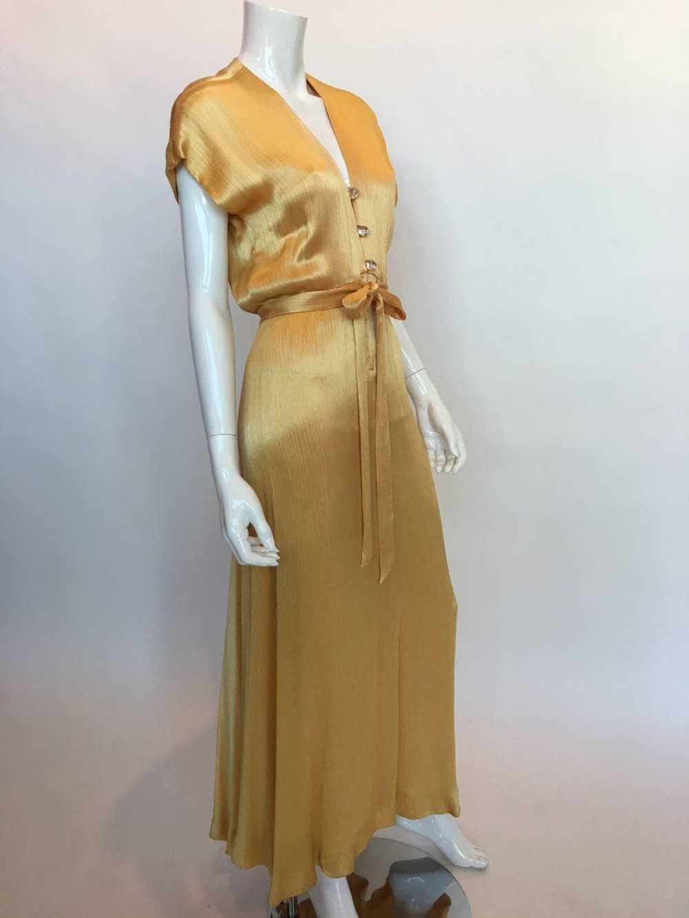 Hollys Harp 1970's Gold Silk Evening Gown - image 8