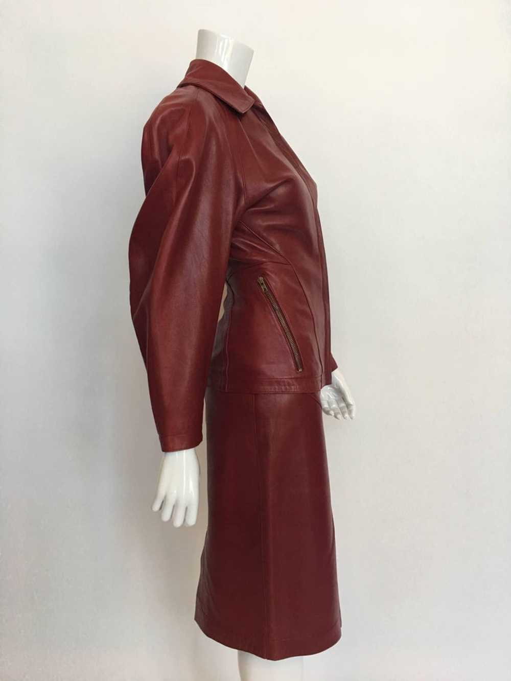 Alaïa 1980's Red Leather Skirt Suit - image 2