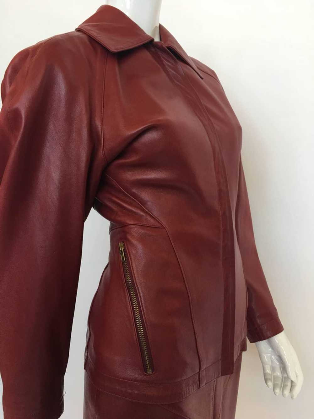 Alaïa 1980's Red Leather Skirt Suit - image 3