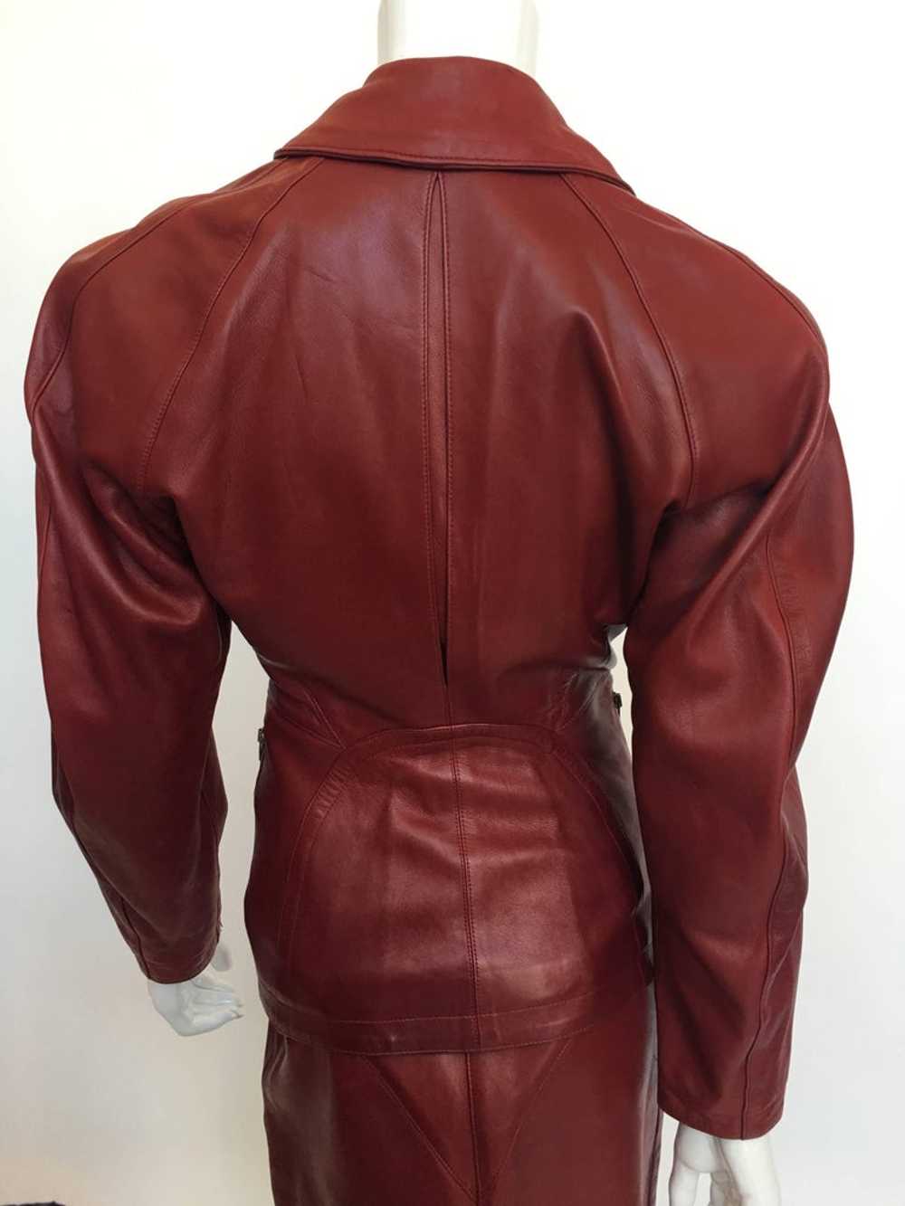 Alaïa 1980's Red Leather Skirt Suit - image 4