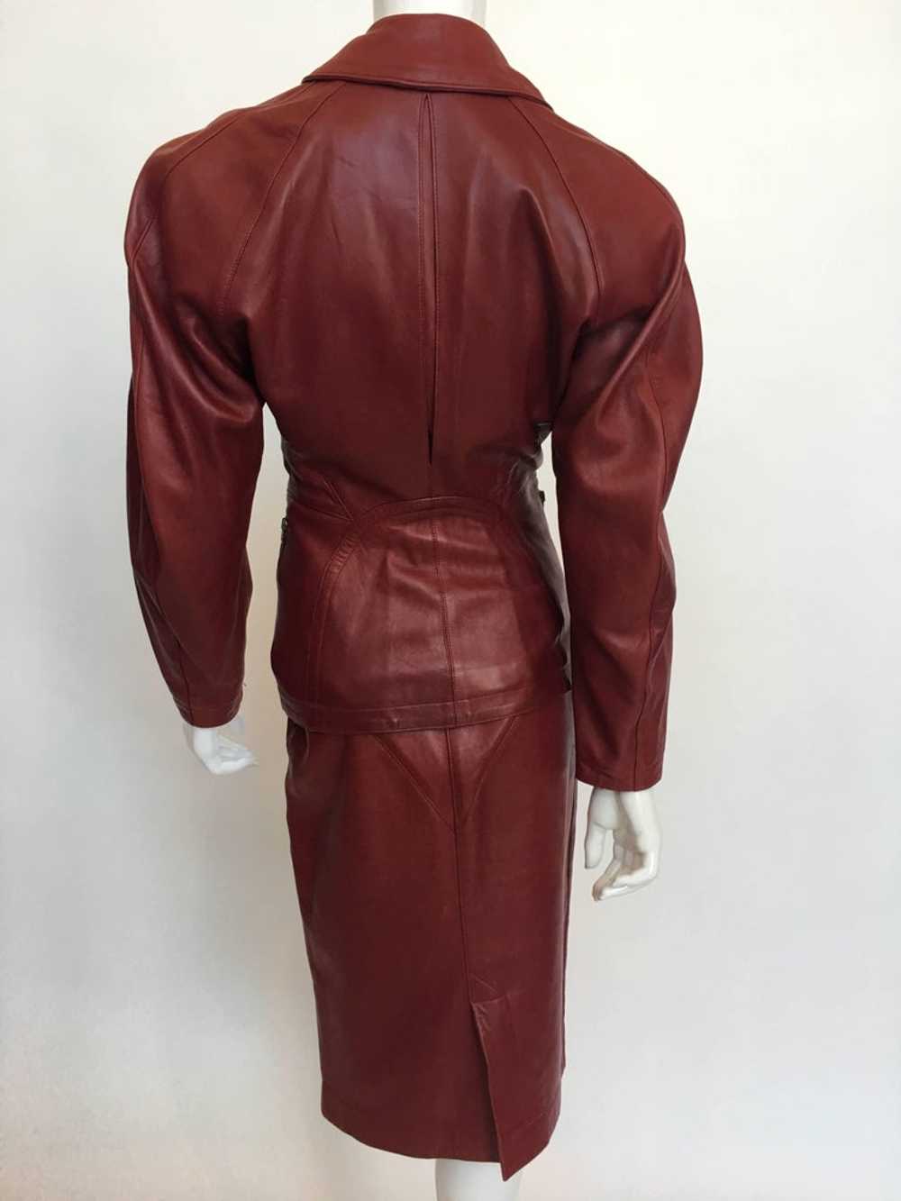 Alaïa 1980's Red Leather Skirt Suit - image 5