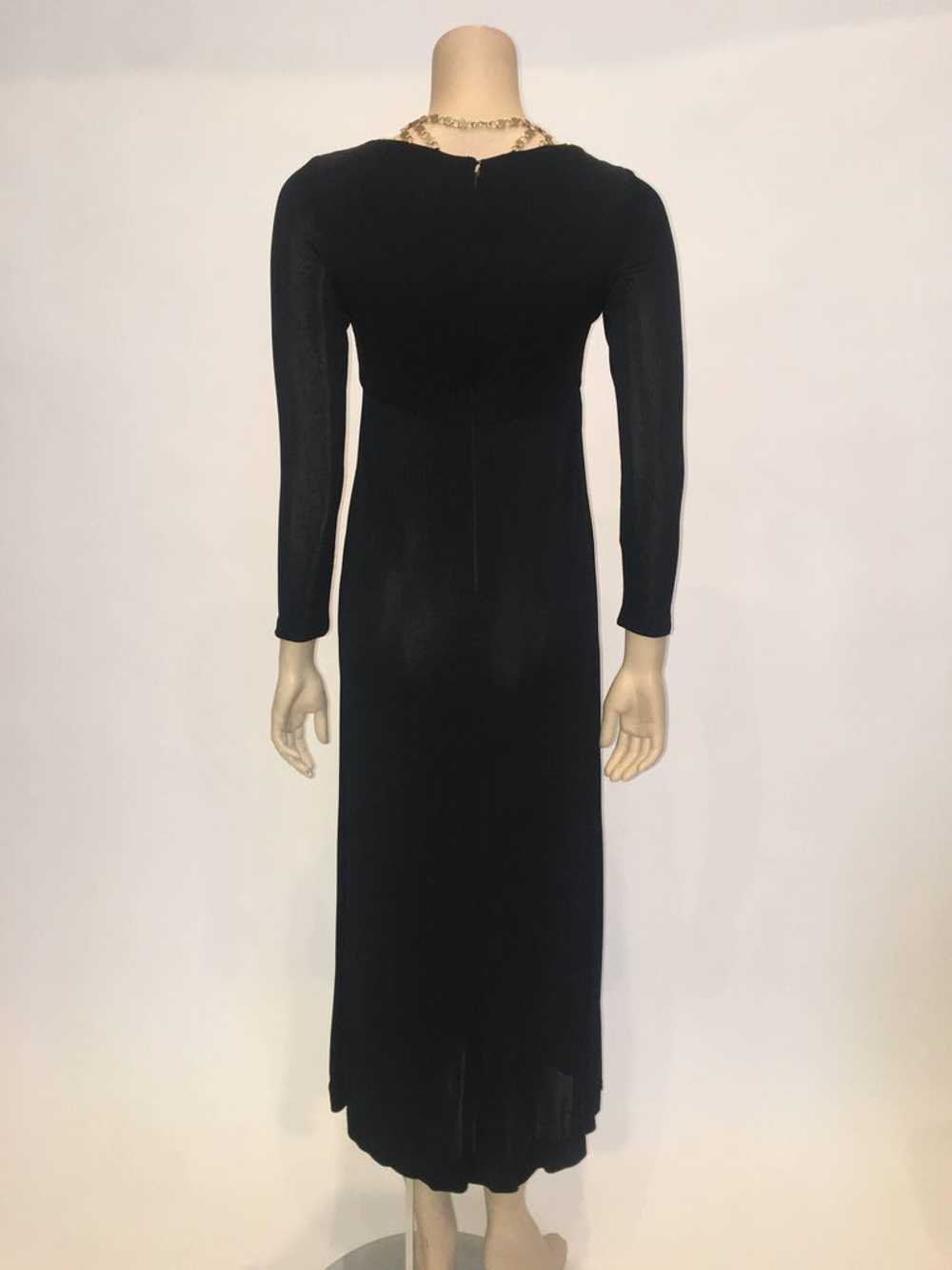 Jay Kobrin 1960's Black Matte Jersey Long Dress w… - image 4
