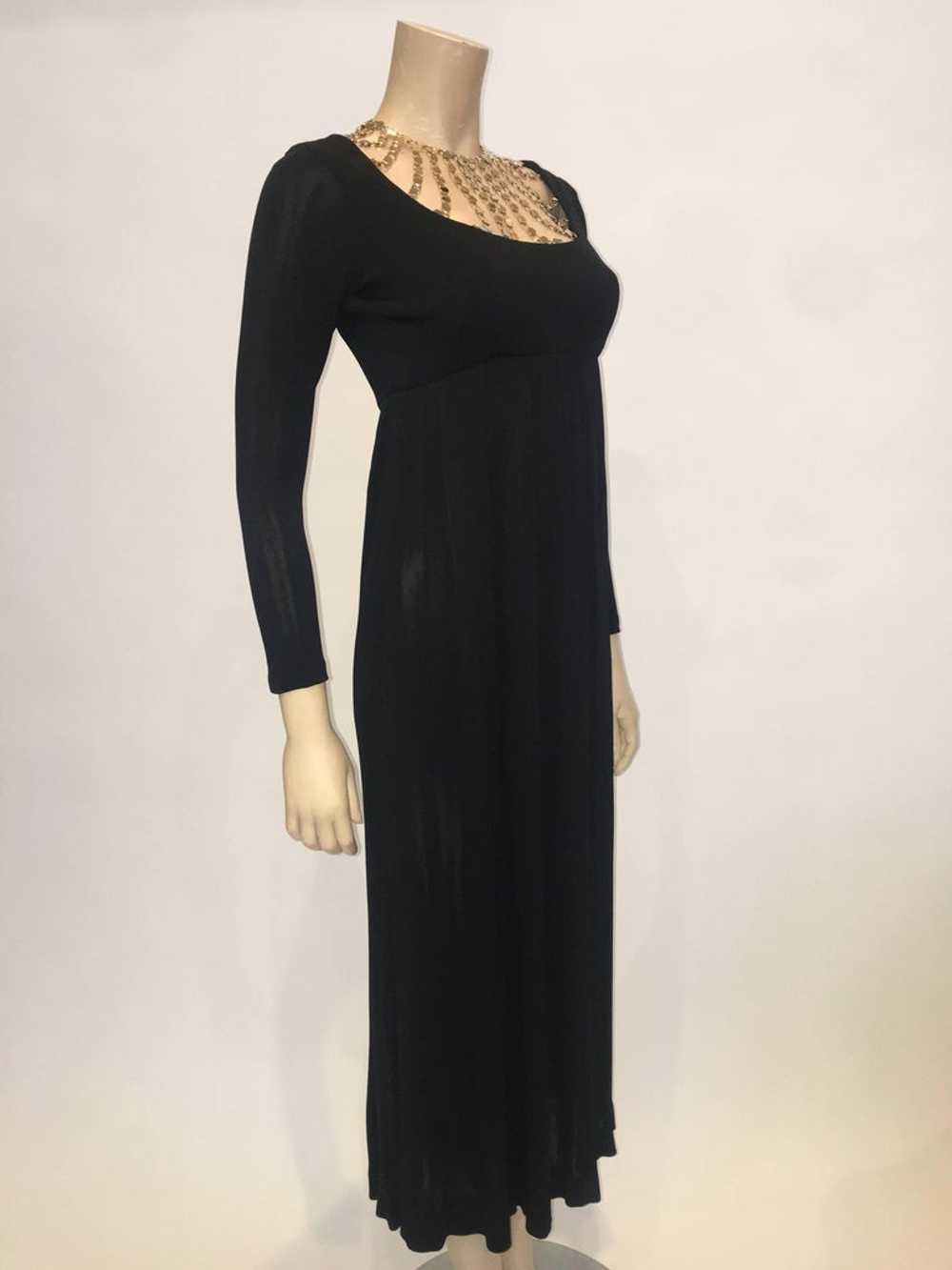Jay Kobrin 1960's Black Matte Jersey Long Dress w… - image 5