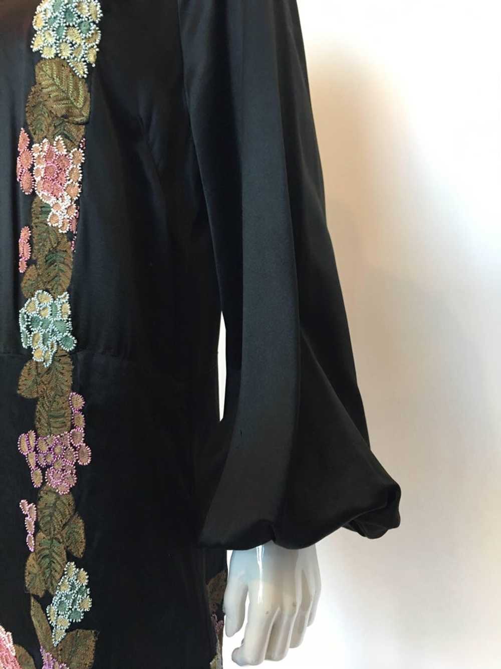 1920's Handmade Black Silk Embroidered and Beaded… - image 6