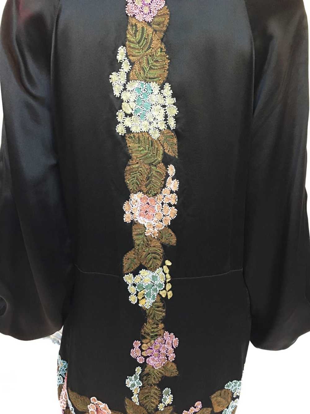 1920's Handmade Black Silk Embroidered and Beaded… - image 9