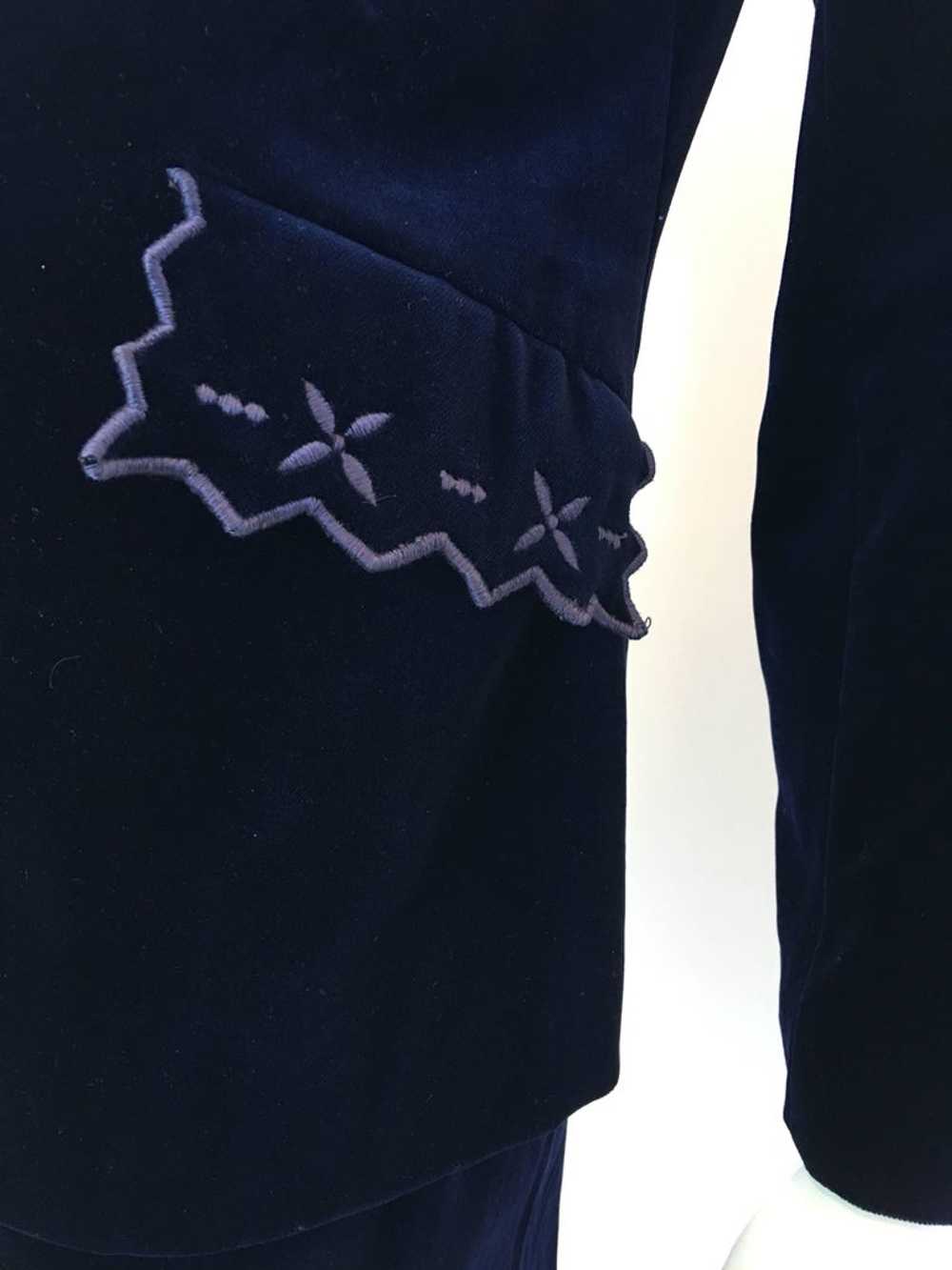 Stephen Marks Selfridges 1970's Navy Blue Embroid… - image 6