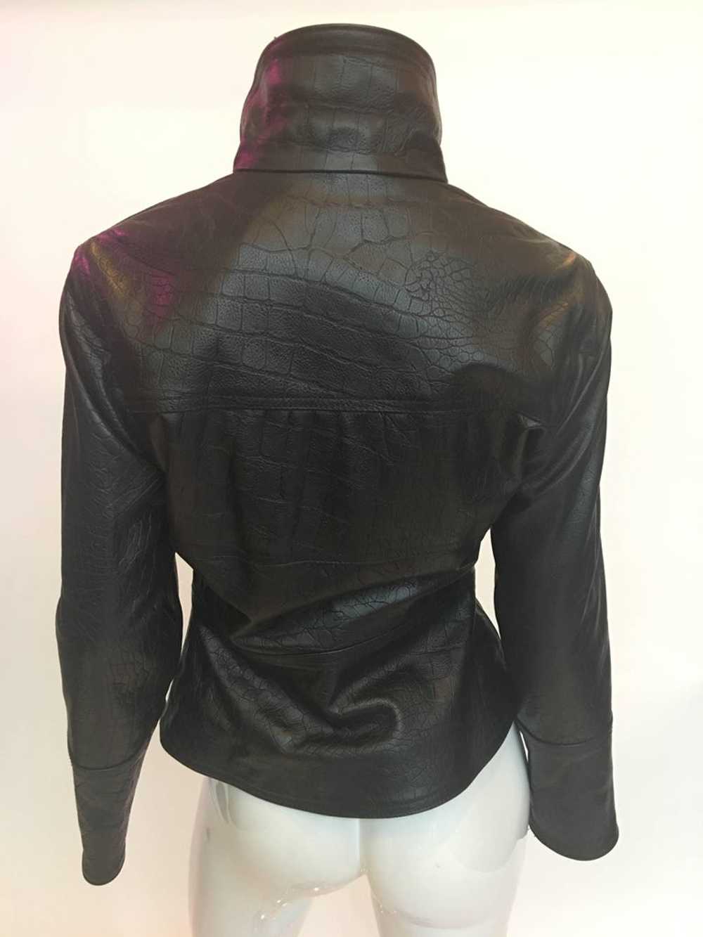 Versace 1990's Lizard Embossed Leather Jacket - image 2