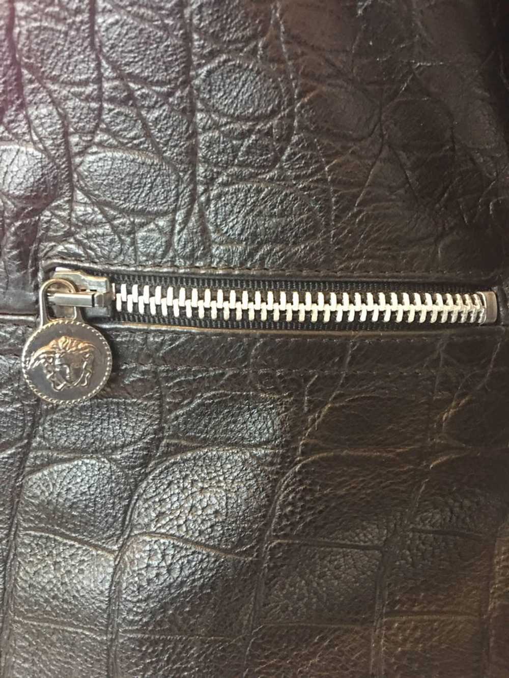 Versace 1990's Lizard Embossed Leather Jacket - image 7
