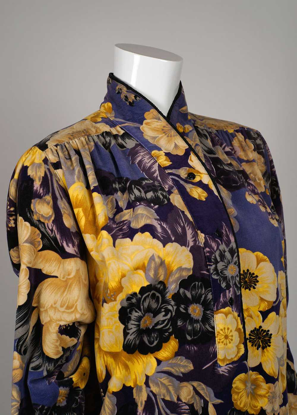 Kenzo Purple Velvet Floral Dress - image 4