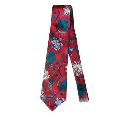 Halston Vintage Red Floral Tie