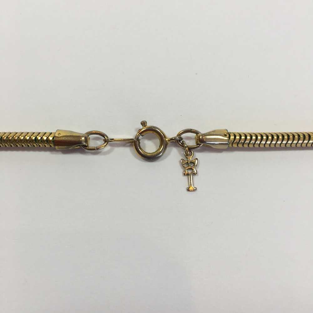 Trifari Circular Design Gold Tone Necklace with R… - image 3