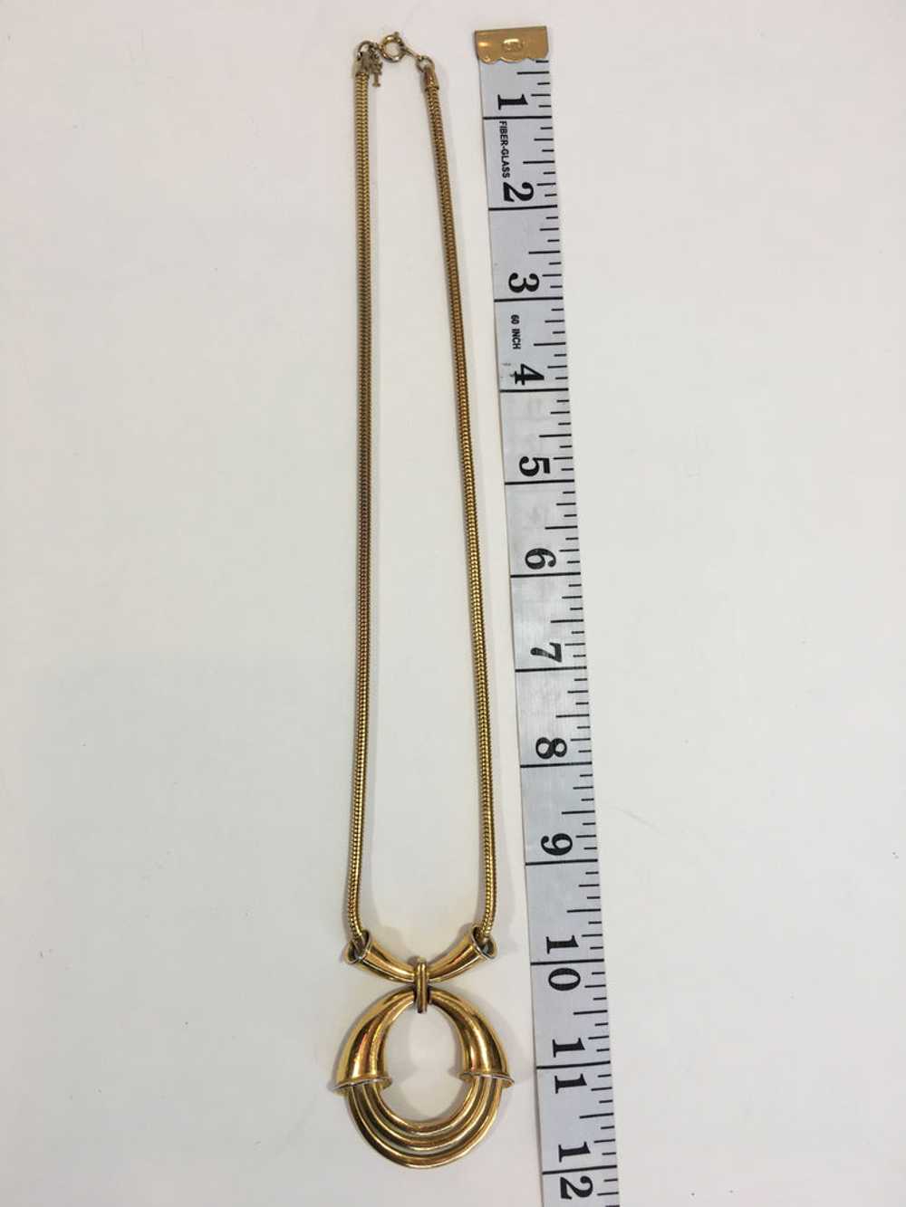Trifari Circular Design Gold Tone Necklace with R… - image 4