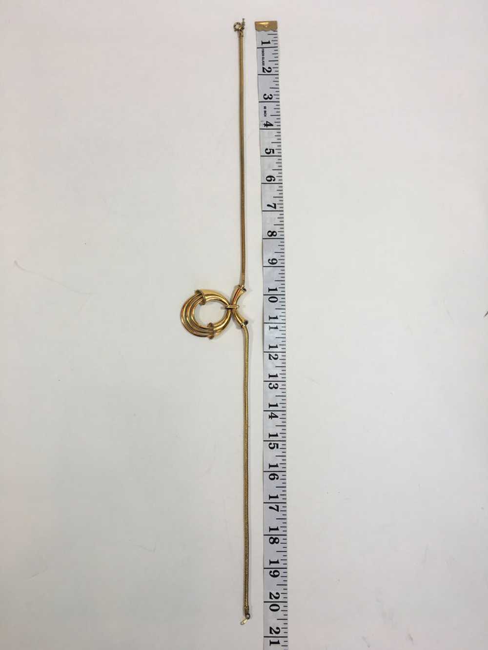 Trifari Circular Design Gold Tone Necklace with R… - image 5