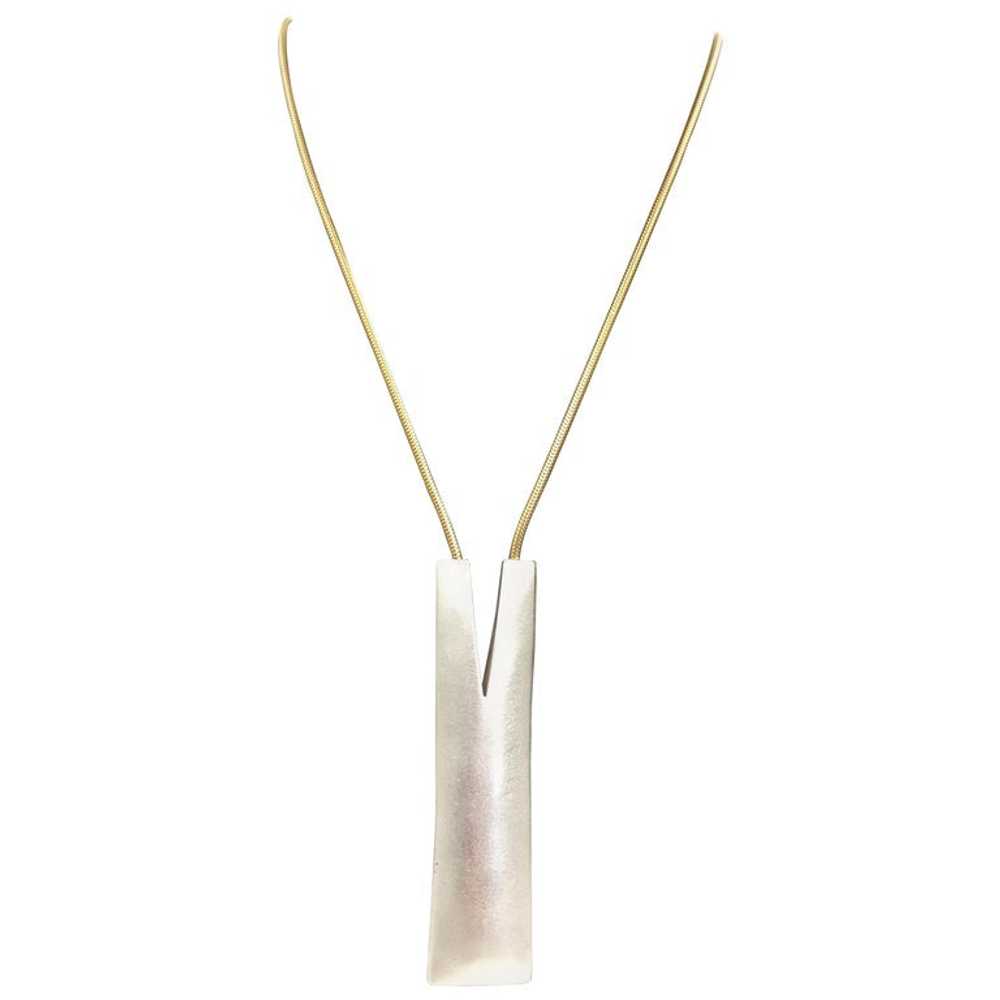 Vintage Reversible Matte Gold/Silver Necklace - image 1