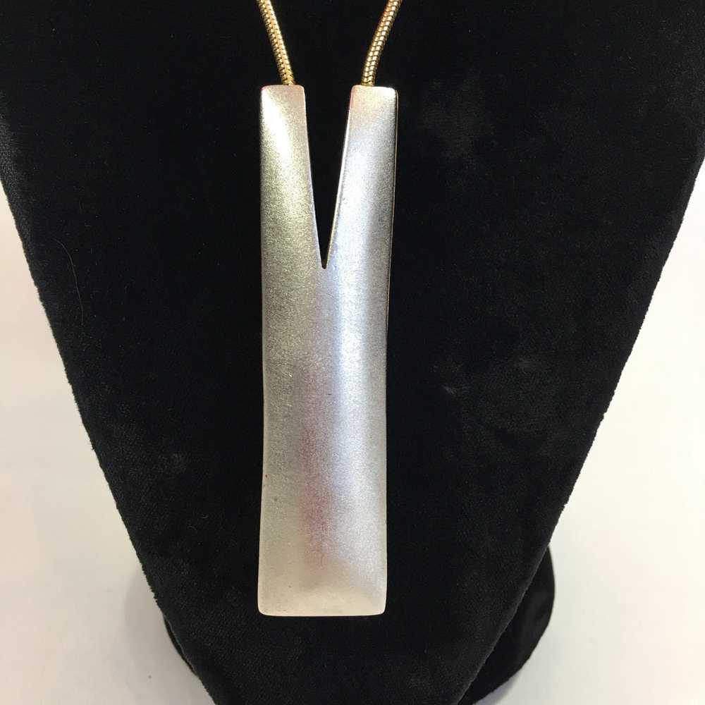 Vintage Reversible Matte Gold/Silver Necklace - image 2