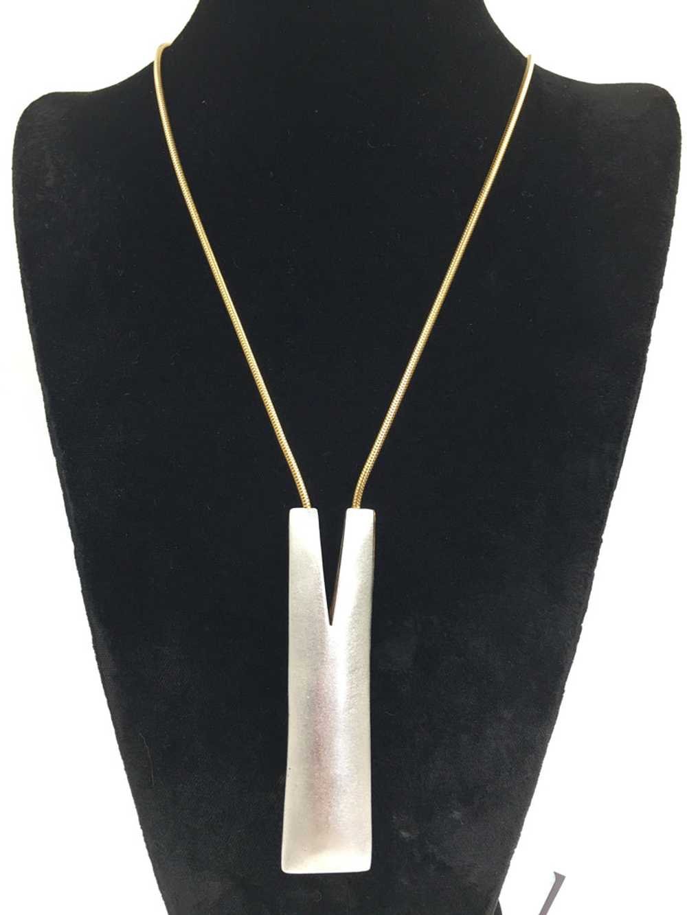 Vintage Reversible Matte Gold/Silver Necklace - image 3