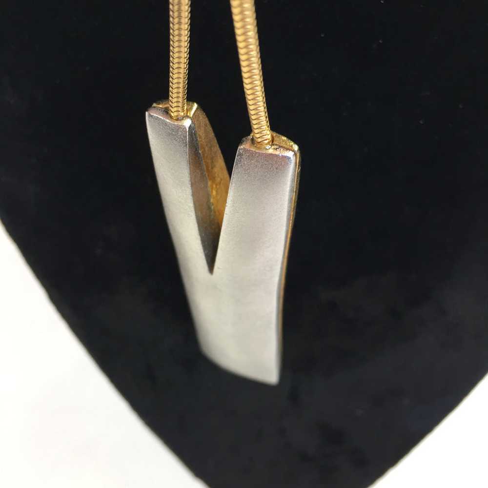 Vintage Reversible Matte Gold/Silver Necklace - image 4