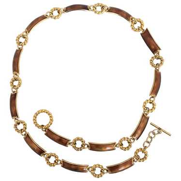 1970's Gucci Gold Tone with Bronze Enamel Chain L… - image 1